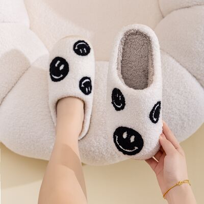 Melody Black Smiley Face Slippers