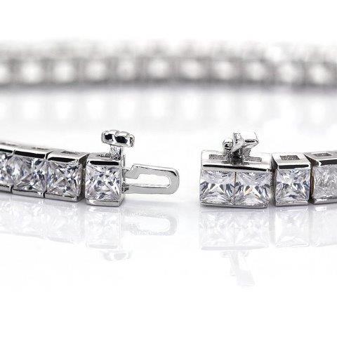 Princess Cut Diamond Veneer Cubic Zirconia Sterling Silver Bracelet 🏳 | Jewelry & Watches | square-zirconite-cubic-zirconia-sterling-silver-hinged-tennis-bracelet-1182428082