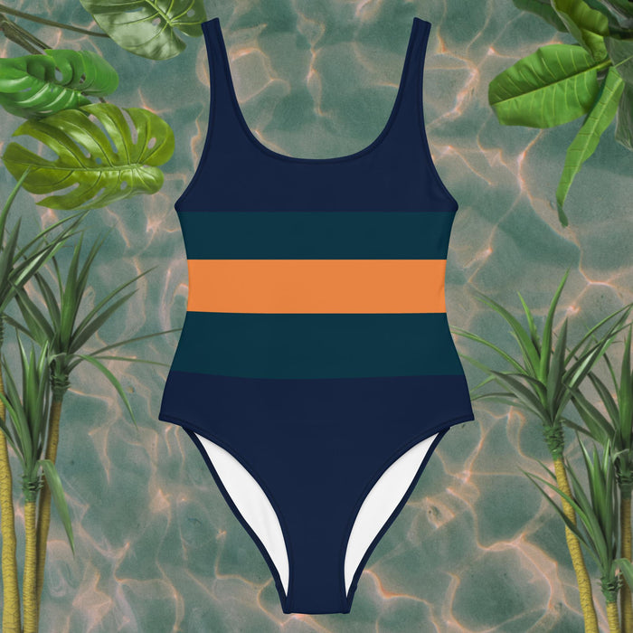 Contrast Color Block One-Piece Swimsuit