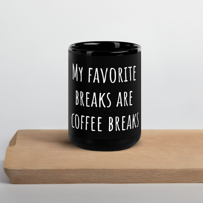 Black Glossy Mug - Coffee Breaks