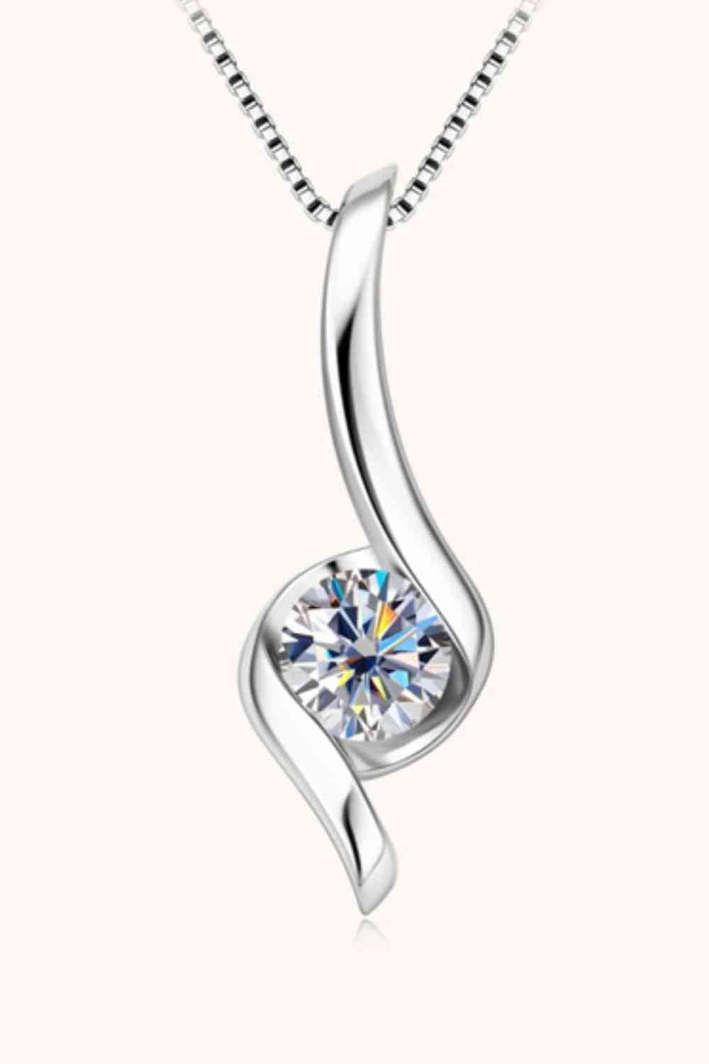 925 Sterling Silver Solitaire Pendant Moissanite Necklace (1 ct. t.w.)