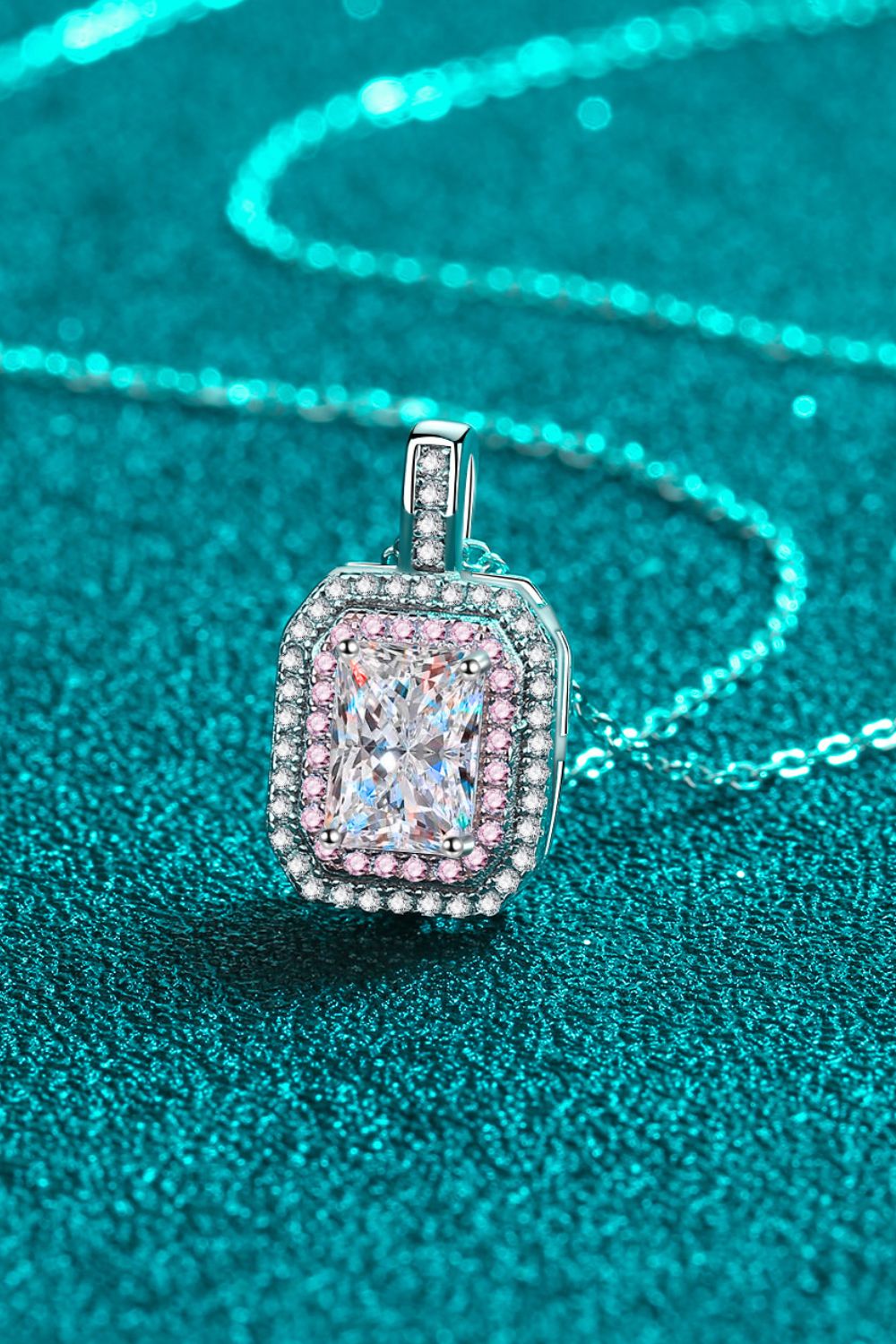 Pink and White Moissanite Geometric Pendant Chain Necklace (1 ct. t.w.)