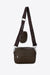 geometric pu leather shoulder bag with small purse, chestnut, white background