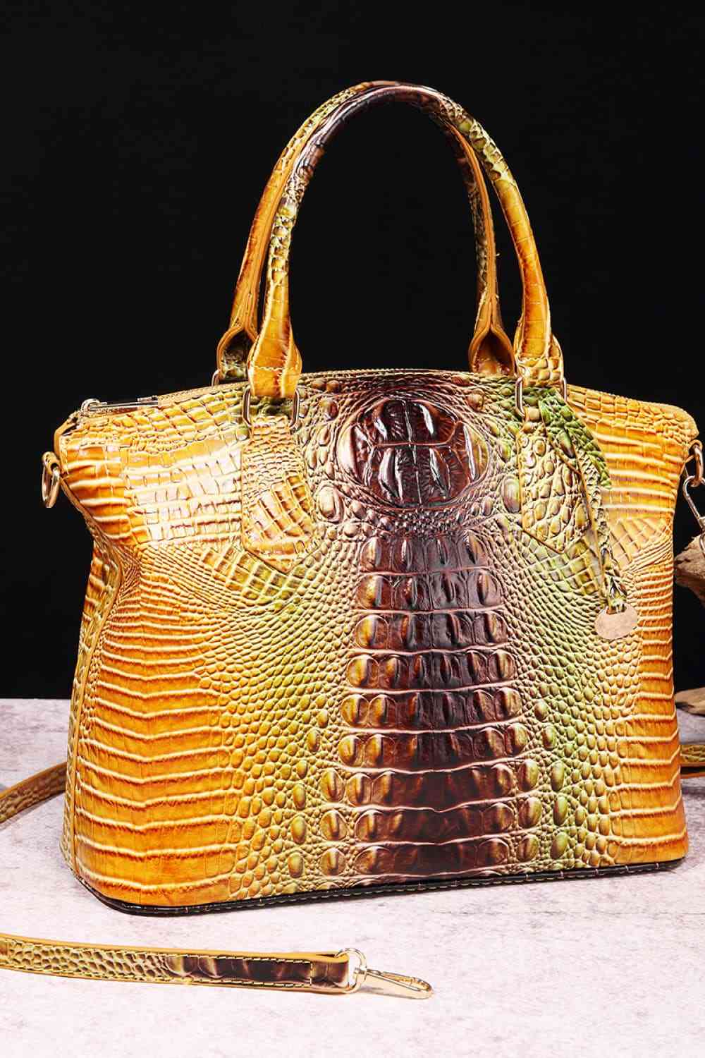 Gradient Print Lizard Skin Vegan Leather Handbag