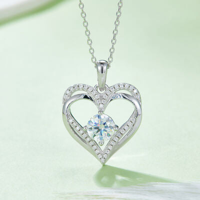 Moissanite 925 Sterling Silver Heart Necklace (1.2 ct. t.w.)