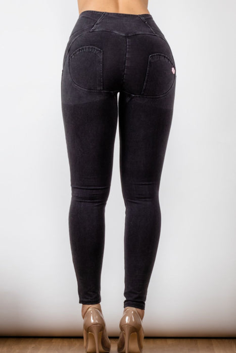 High Waist Skinny Long Jeans - Black