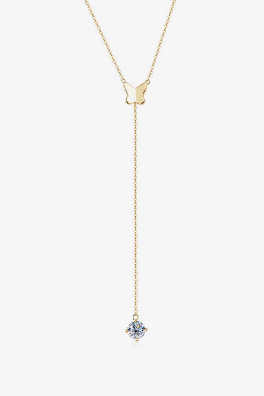 Solitaire Moissanite Lariat Necklace - 925 Sterling Silver (1 ct t.w.)