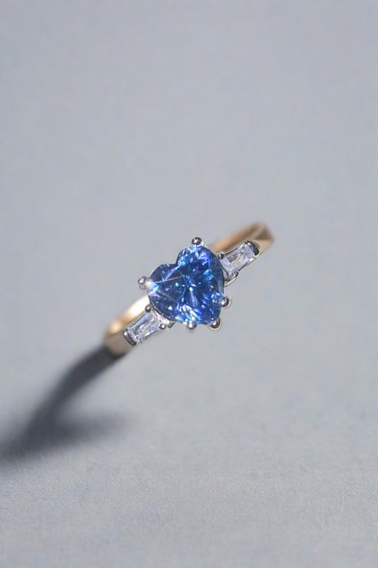 Heart-Shaped Platinum-Plated Blue Moissanite Ring (1 ct. t.w.)