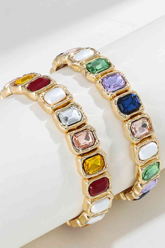 Colorful Glass Gems Alloy Bracelet