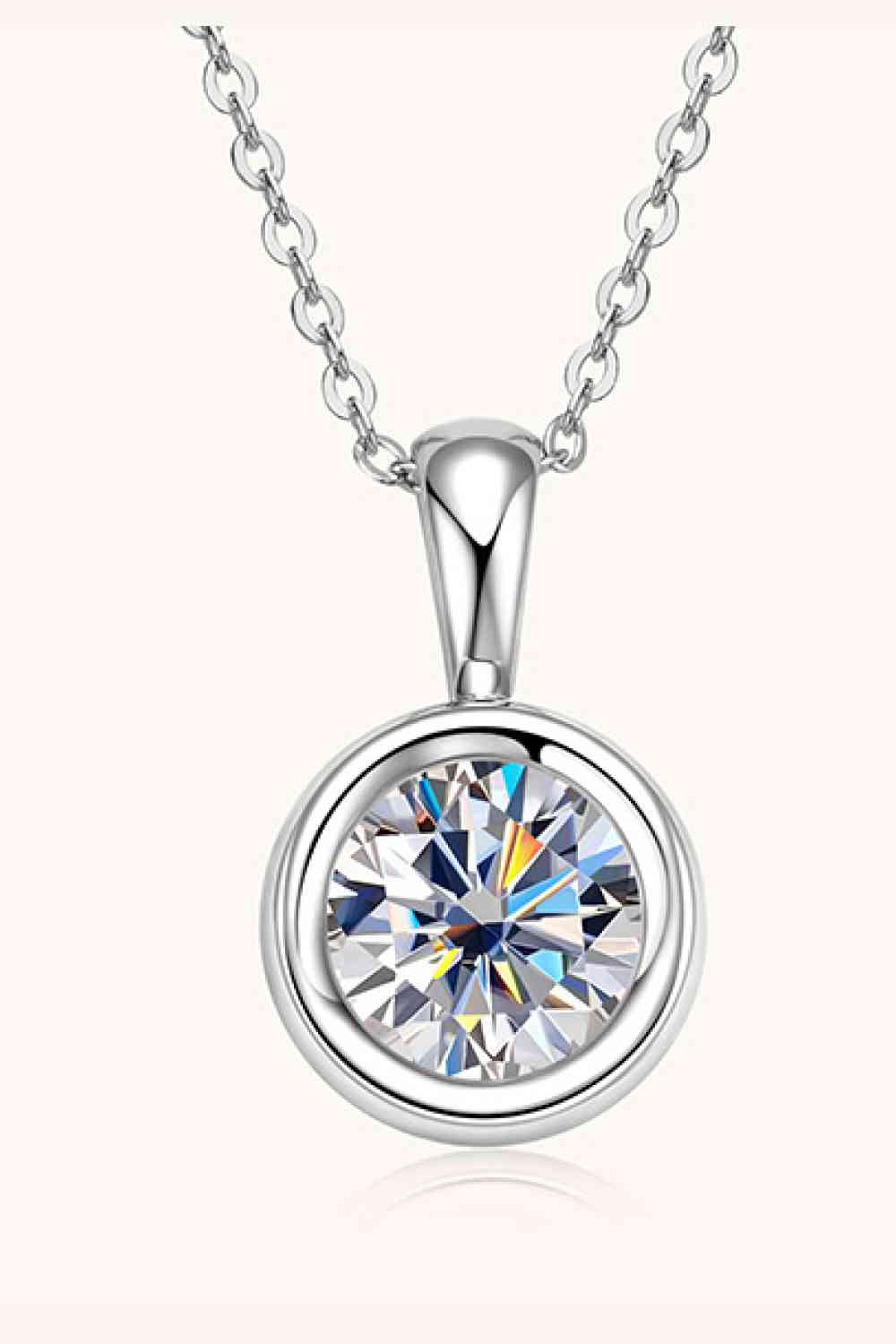 Rondell Pendant Moissanite 925 Sterling Silver Necklace (2 ct. t.w.)