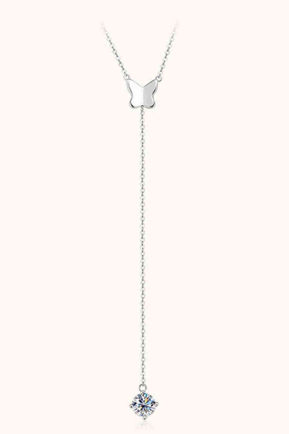 Solitaire Moissanite Lariat Necklace - 925 Sterling Silver (1 ct t.w.)