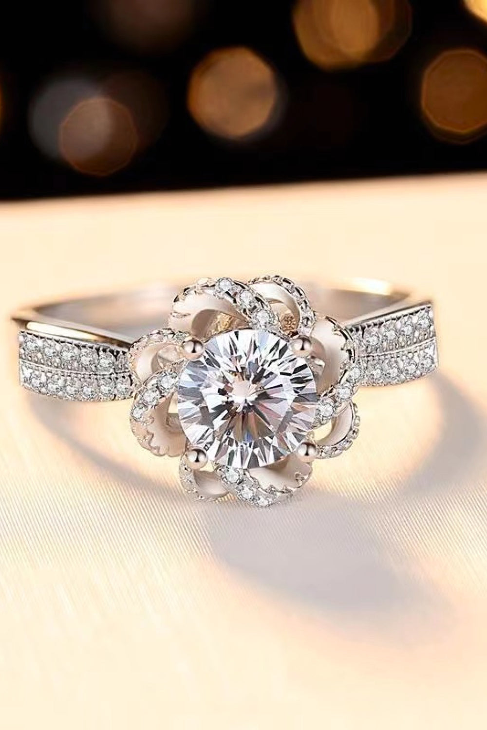 Platinum-Plated Moissanite Floral Ring (2 ct. t.w.)