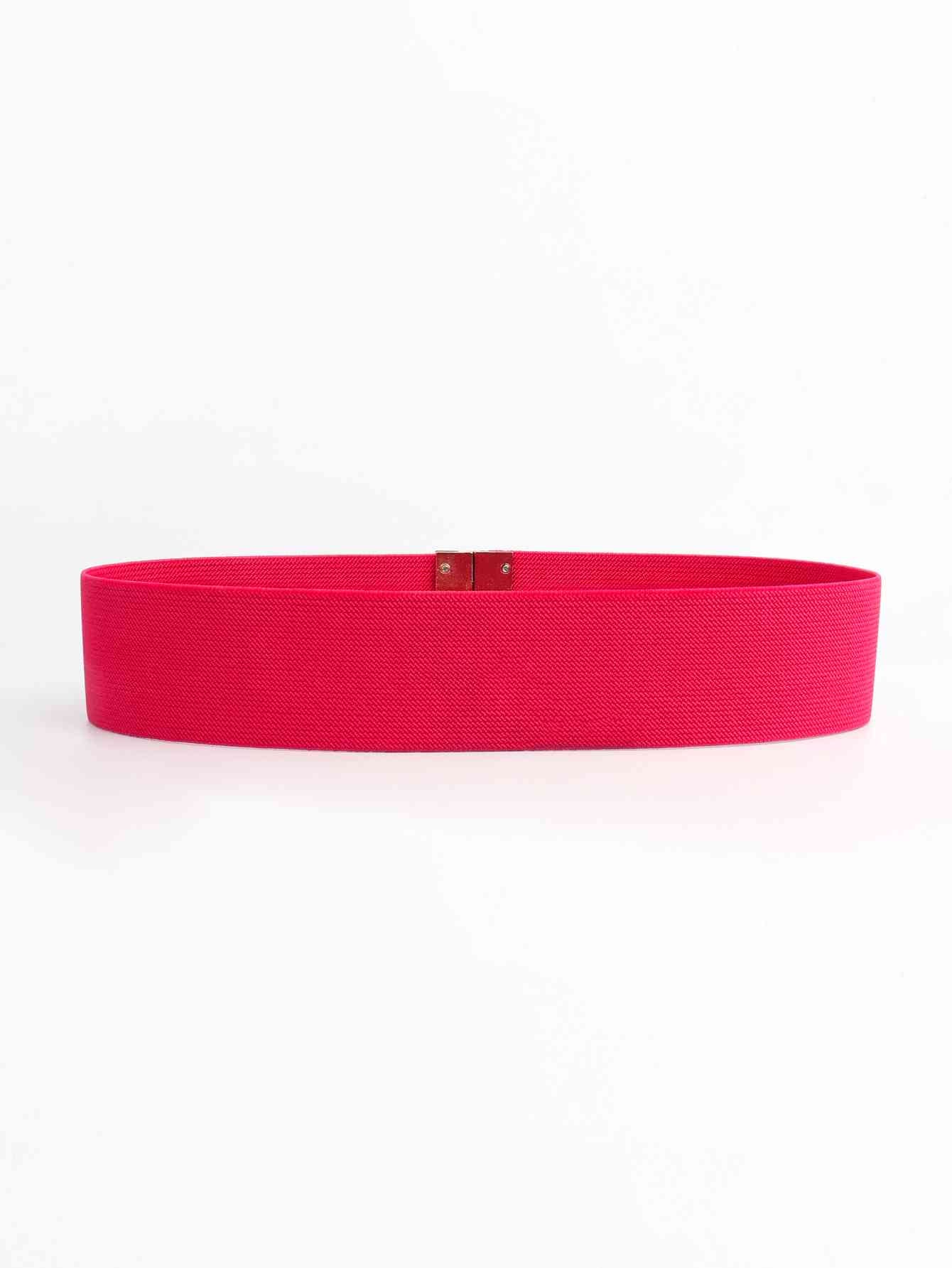 Wide Band Elastic Belt with Gold Statement Buckle