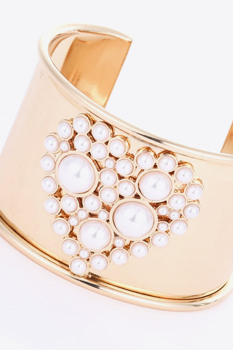 Bracelet Cuff with Pearl Heart Detail