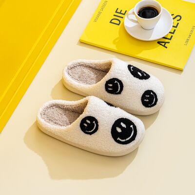 Melody Black Smiley Face Slippers