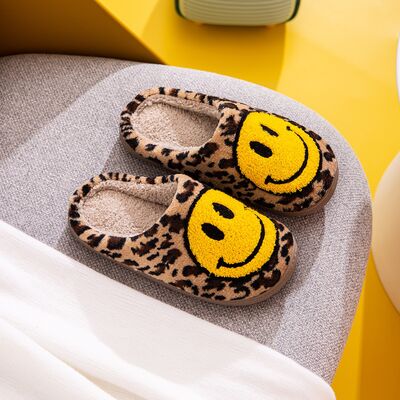 Melody Leopard Print Smiley Face Leopard Slippers