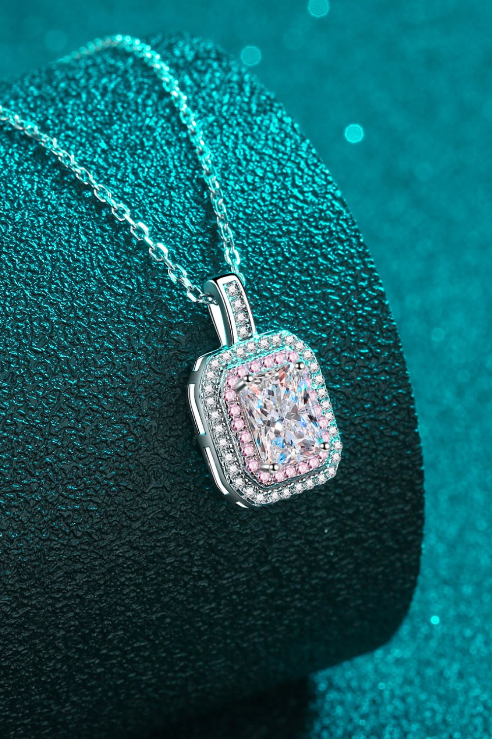 Pink and White Moissanite Geometric Pendant Chain Necklace (1 ct. t.w.)