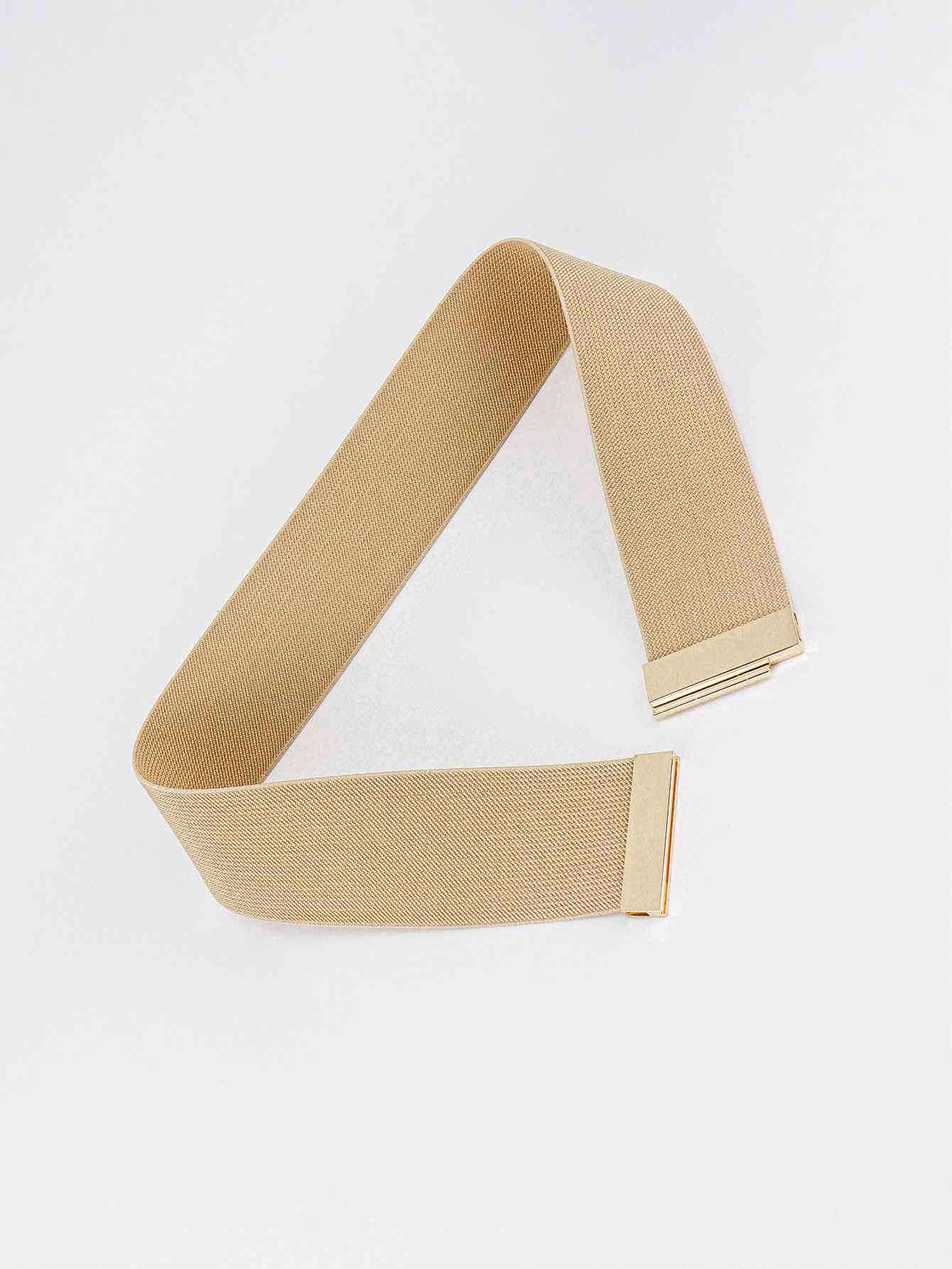 Wide Band Elastic Belt with Gold Statement Buckle