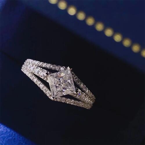 Multilayer Diamond-set Moissanite 925 Sterling Silver Ring (1 ct. t.w.)