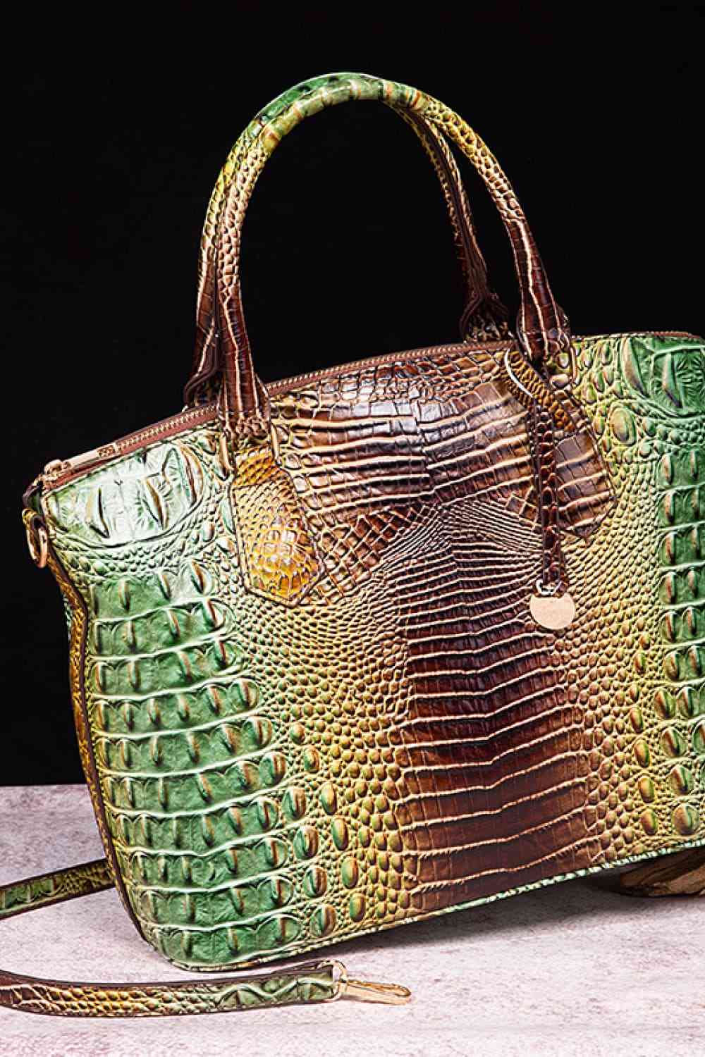 Gradient Print Lizard Skin Vegan Leather Handbag
