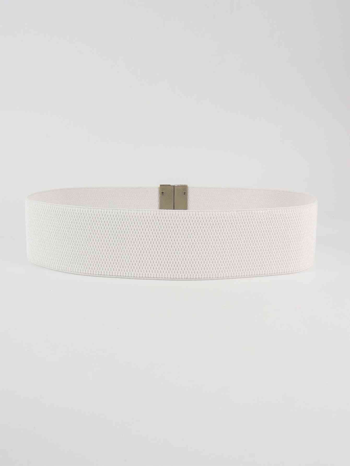 Wide Band Elastic Belt with Gold Statement Buckle