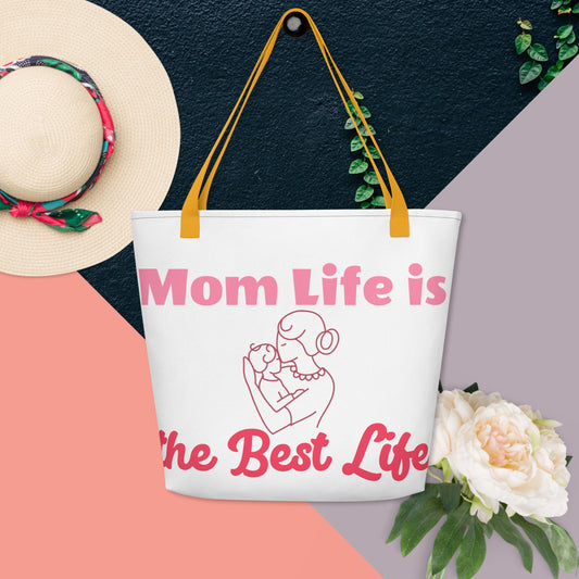 Mom Life All-Over Print Large Tote Bag