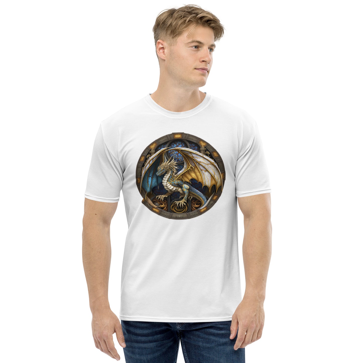 Camiseta de hombre Golden Dragon Stained Glass