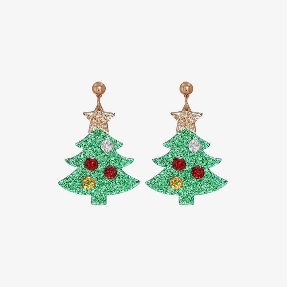 Christmas Tree Rhinestone Alloy Earrings