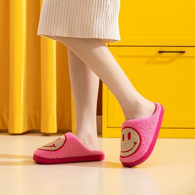 Melody Solid Pink Smiley Face Slippers