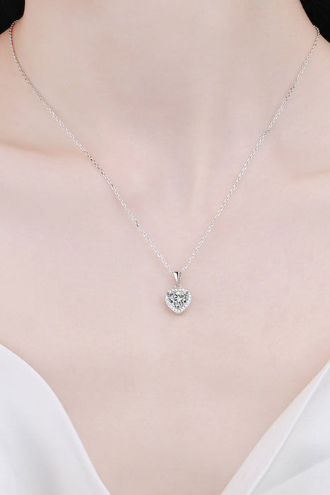 Moissanite Pendant - Heart Chain Necklace - 1 Carat