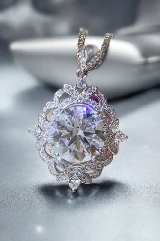Filigree Pendant Moissanite 925 Sterling Silver Necklace (5 ct. t.w.)