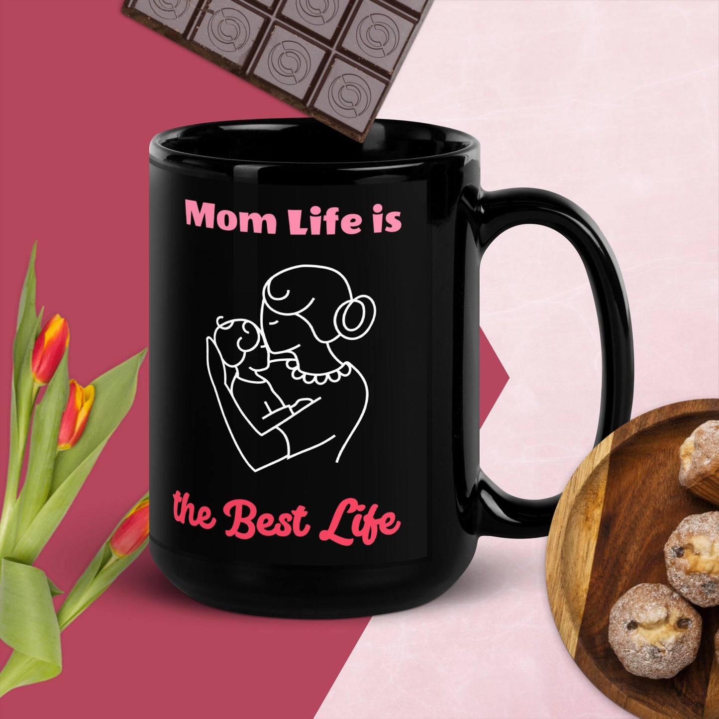Mom Life Black Glossy Mug