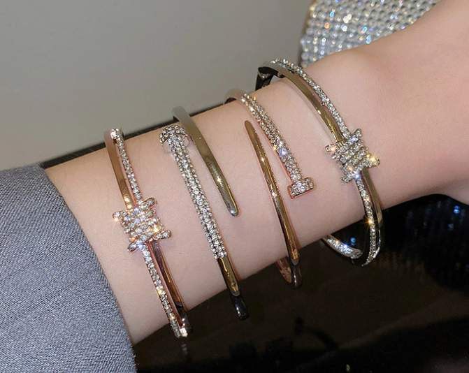 Rhinestone Nail and Bolt Hinge Bracelets 🏢 | rhinestone-nail-and-bolt-hinge-bracelets-🏢