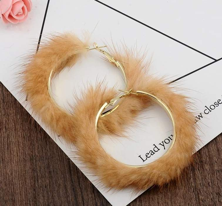 Plush Faux Fur Hoop Earrings | Earrings | plush-faux-fur-hoop-earrings