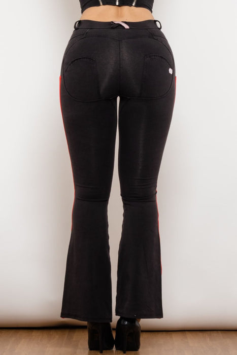 Side Stripe Contrast Bootcut Jeans - Black