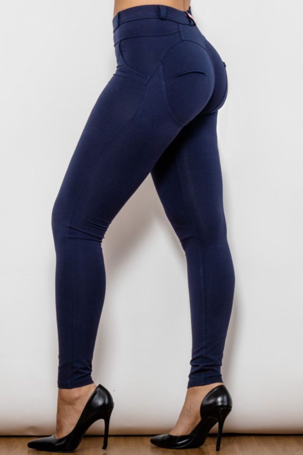 Buttoned Skinny Long Jeans - Navy