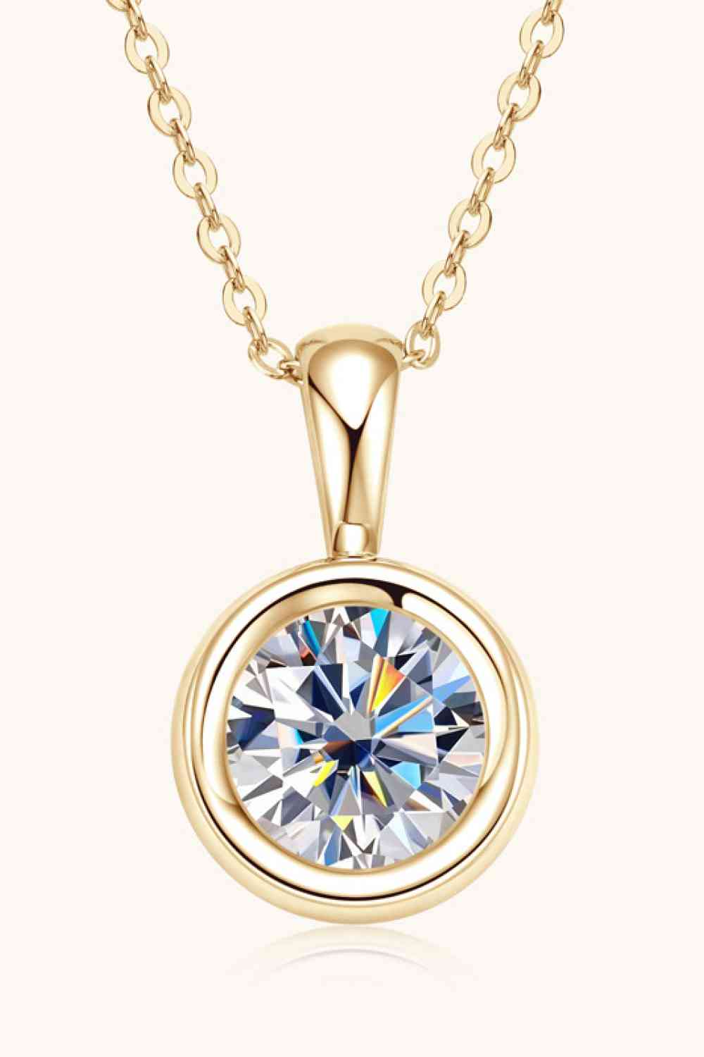 Rondell Pendant Moissanite 925 Sterling Silver Necklace (2 ct. t.w.)