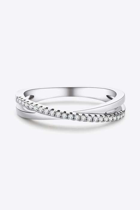 Moissanite Ring - 925 Sterling Silver - Crisscross Style