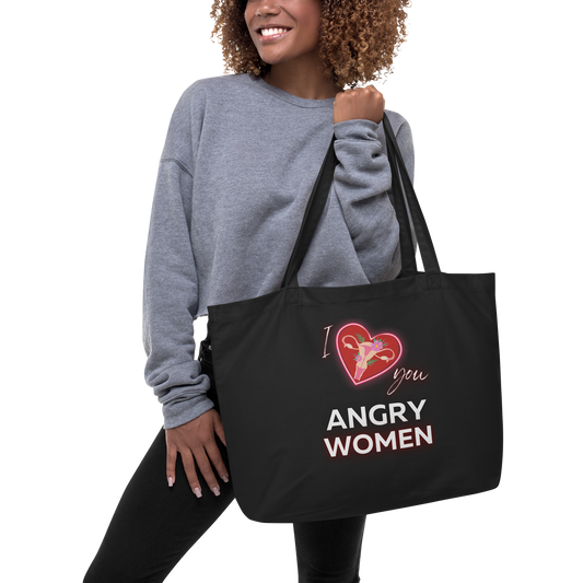 Angry Women Floral Large Organic Tote Bag