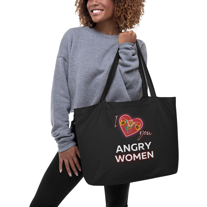 Angry Women Sunflower Large Organic Tote Bag