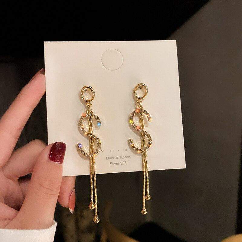 Crystal Gold Pendant Earrings 🏢 | crystal-gold-pendant-earrings